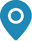 Blaues Standort-Pin-Symbol für die Adresse.
